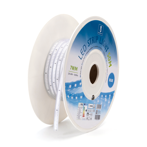 Integrert Krets LED-Stripelys - 2835-120 8mm, Blå, 50m