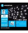 3AA Batteri Istapp Flat Lyskjede Kald Hvit - 200 LED, 50 Rekker, Transparent Ledning, 8 Blinkfunksjoner, Timer, IP44, 3M+4M