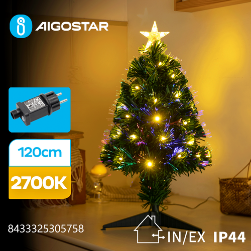 Juletre LED lyslenke, 120cm - Varm Hvit, 8 Blink + Timer, IP44