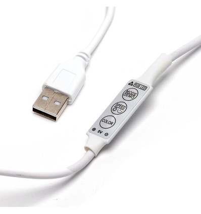 Neon LED stripe 6x12 USB med Ståltråd - Gjør-det-selv RGB, 1m 120LED/m, 4.9W, IP65 inkl. 3-nøkkel Kontroller