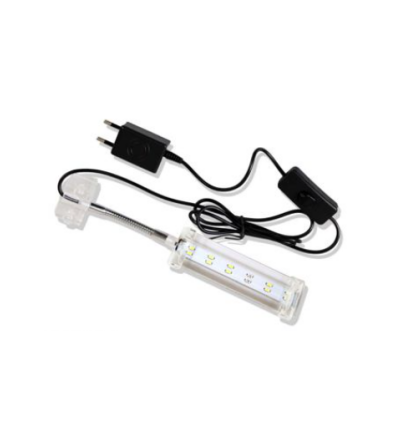 Akvarium LED Klemmelampe - Hvitt lys med bryter, 8W, 16 Lampeperler, 31-45 cm