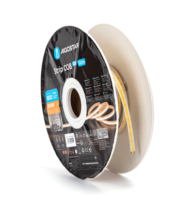 230V, COB LED-stripe, 3000K, 50M, 144LED/0,5M, 4W/0,5M, IP65, 8MM