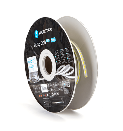 Høyspenning COB Striplys - 6500K, 50M, 144LED/0.5M, 4W/0.5M, IP65, 8mm