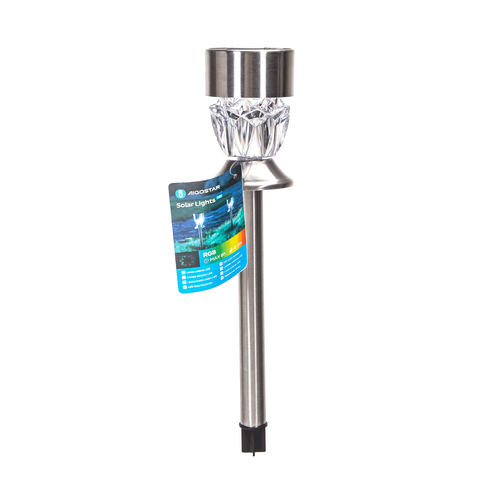 LED Solcellelampe - Diamant RGB, i Rustfritt Stål, solcelle