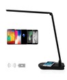 Aigostar Skrivebordslampe LED Dimbart, USB og Trådløs Lading - Leselampe til Bok, Trådløs Lader, Sort