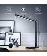 Aigostar Skrivebordslampe LED Dimbart, USB og Trådløs Lading - Leselampe til Bok, Trådløs Lader, Sort