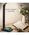 Aigostar Skrivebordslampe LED Dimbart, USB og Trådløs Lading - Leselampe til Bok, Trådløs Lader, Sort