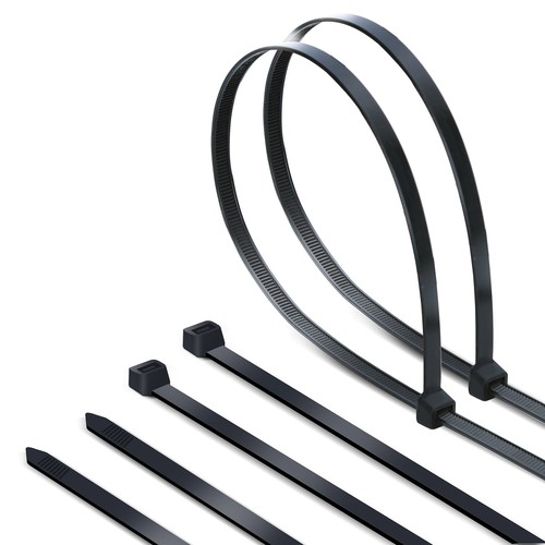 Nylon strips - 7.2 x 500mm, Sort, 100 stk./pose