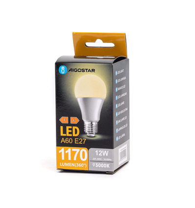 LED A5 A60 - Bred Sprening E27, 12W, 3000K