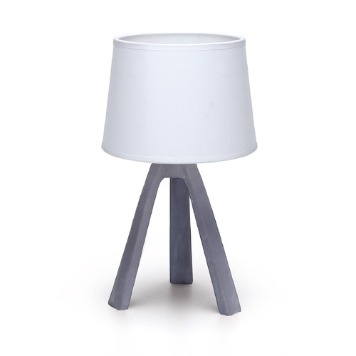 Harzlamp Bordlampe E14-01 - Hvit Lampeskjerm, Grå Fot
