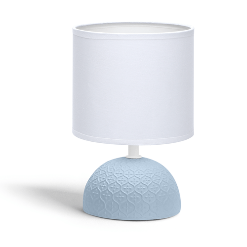 Keramisk bordlampe E14 - 02 - Hvit lampeskjerm, blå base