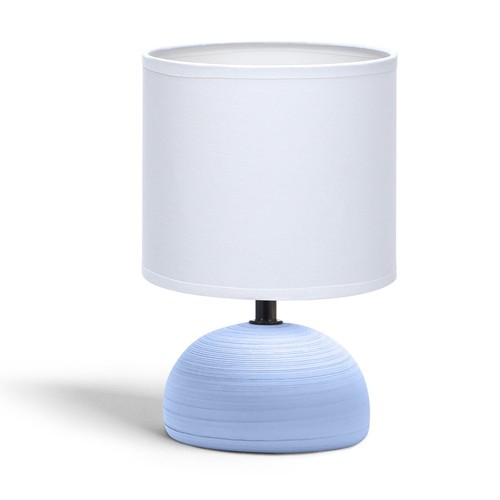 Keramisk Bordlampe E14-03 med Hvit Skjerm og Blå Fot
